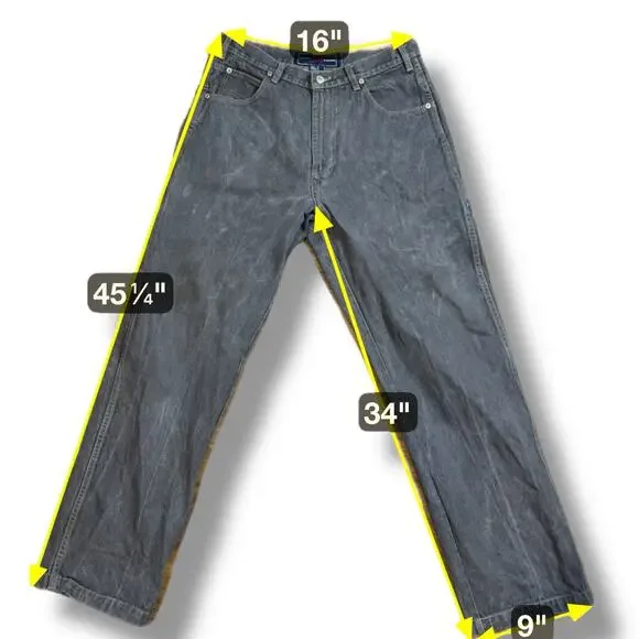 VTG Phat Farm Jeans Mens Phat Farmers Stone Washed Charcoal Tan Stitch 32/34